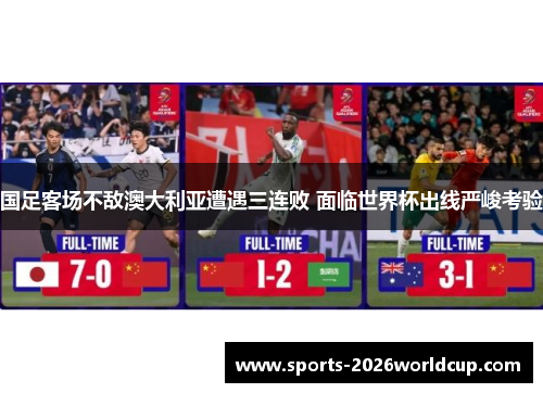 国足客场不敌澳大利亚遭遇三连败 面临世界杯出线严峻考验 国足客场不敌澳大利亚遭遇三连败 面临世界杯出线严峻考验